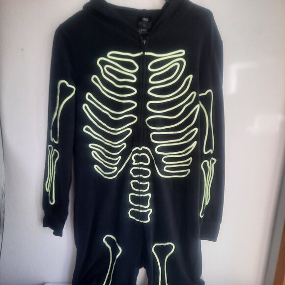 Hyde & Eek Medium Skeleton Pajamas GLOW-IN-DARK Hooded One Piece Union Suit Zip - Picture 1 of 8